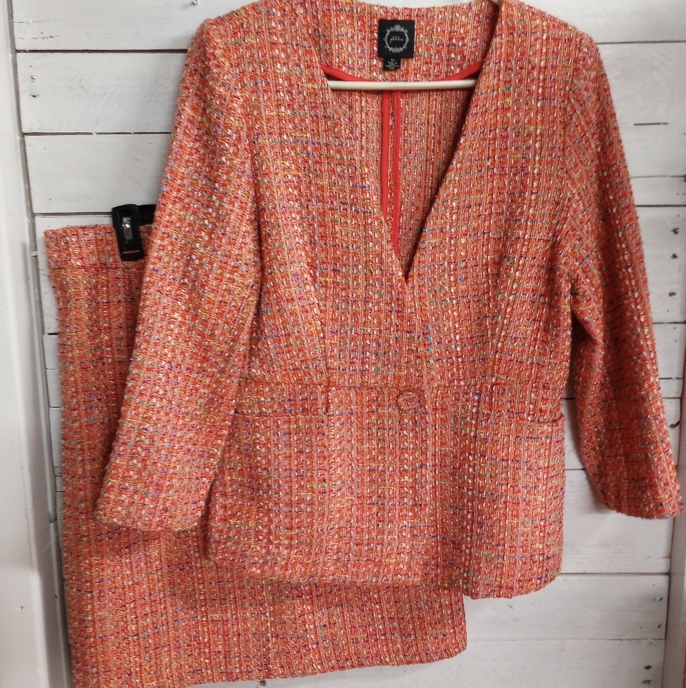 Elegant Tweed Dress Set in Orange by [Brand]